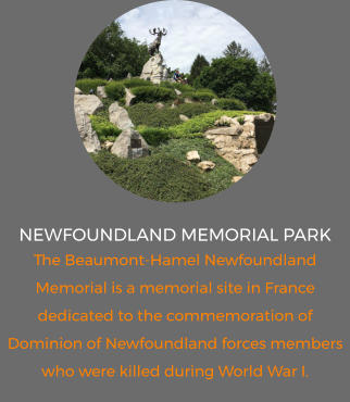 Newfoundland Memorial Park The Beaumont-Hamel Newfoundland Memorial is a memorial site in France dedicated to the commemoration of Dominion of Newfoundland forces members who were killed during World War I.